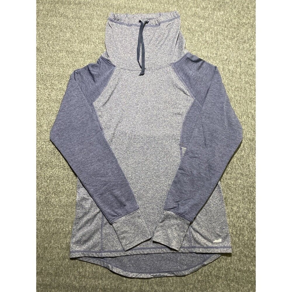 Avia Top Pullover Womens Thumb Hole Drawstring Cowlneck Lightweight Gray Size M